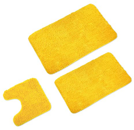 WohnDirect Badematten Set 3-TLG., rutschfest & waschbar, Gelb
