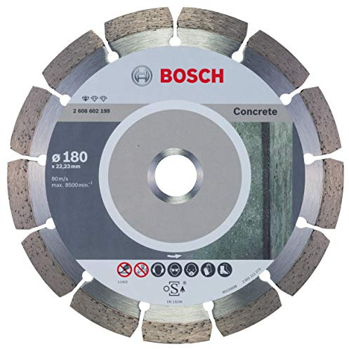 Bosch 1x Diamanttrennscheibe Standard for Concrete (für Beton, Porenbeton, Ø 180 x 22,23 x 2 x 10 mm, Zubehör für Winkelschleifer)