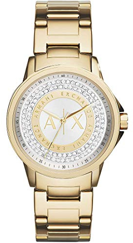 Armani Exchange Orologio da donna, cronografo a tre lancette, cassa in acciaio inossidabile da 35 mm con bracciale in acciaio inossidabile, AX4321