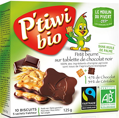 Le Moulin du Pivert P'Tiwi Biscotti Ricoperti con Tavoletta di Cioccolato al Latte - 125 gr