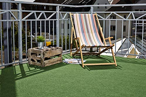 andiamo Kunstrasen Outdoor wasserdurchlässig, Rasenteppich wetterfest, Drainage-Noppen, UV-beständig, für Balkon und Garten, Farbe:Grün, Größe:200 x 300 cm
