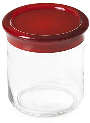 Omada Design Dose aus Kunststoff von 0,75 L mit Einschnapp-Deckel aus Plastik und Verschließbarer Dichtung, Made in Italy, Höhe von 12 cm, Stapelbar und Spülmaschinenfest, Linea Trendy, Rot Farbe