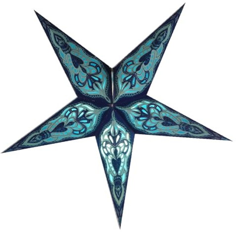 Guru-Shop Estrella de Papel Iluminada de Adviento Plegable, Poinsettia 40 cm - Pequeña Azul, Ganesha Pequeña Azul, Star Fensterdeko