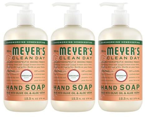 MRS. MEYER'S CLEAN DAY Hand Soap, Geranium Scent, 12.5 Fl Oz Bottle - 3 Pack