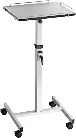 celexon Projektionstisch PT2000 grau | 80–125 cm Arbeitshöhe | 20° neigbar | Beamer-Tisch mit Rollen und fester Ablagefläche: 50x40cm | belastbar bis 10 kg | mobil & vielseitig für Büro & Bildung