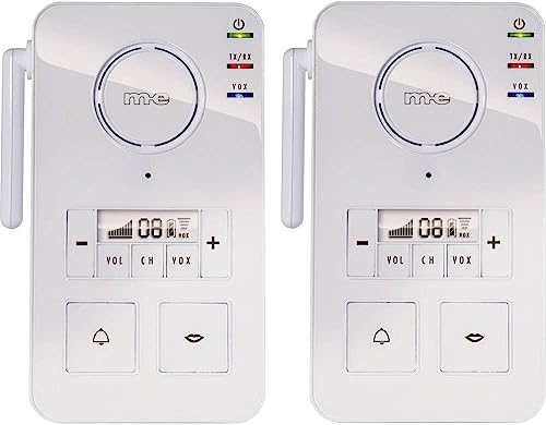 m-e FS-2 V2 Funk-Gegensprechanlage Weiß | 2000m Reichweite, 99 Kanäle, Freisprechfunktion (VOX) | Kabellose Wechselsprechanlage für Büro, Zuhause und Landwirtschaft