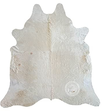 Sunshine Cowhides 100% Genuine Natural White Cowhide Rug - Modern Style Animal Skin Rug & Floor Carpet for Living Room, Bedroom, Kitchen & More - Extra Large (6x7-8 Ft.)