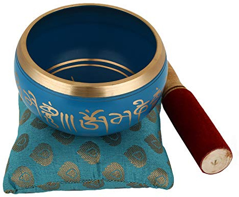 Zap Impex ® Tibetische Meditation Om Mani Klangschale Kissen Schlägel 10,2 cm blau