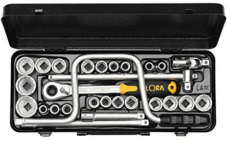 Elora Steckschlüssel-Satz 1/2 Zoll, Zwölfkant, 28-teilig mm+AF, 770-LAMU
