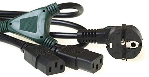 ACT CEE7/7 auf 2X C13 Netz Y-Kabel, Kaltgerätekabel 1m – AK5050 | Netzwerkkabel, Snagless, für Datenzentren