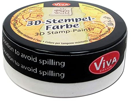 Viva Decor®️ 3D Stempel- & Papier-Farbe (Weiß, 50ml) Stempelfarbe für Papier, Karton, Stempelkissen - Bastelfarbe für Hochzeit, Scrapbook, Kinder uvm.