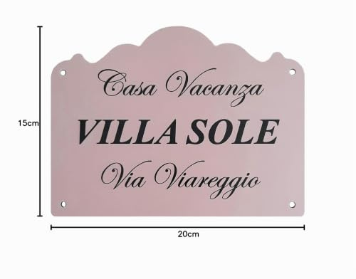 GUIZZO Creart - Targa Personalizzata con Nomi/Via in Ceramica, Targhetta Personalizzata Modificabile con Fori, Targhetta Porta Ingresso con Numero Civico Esterno Made in Italy 20x15H cm Marrone Chiaro