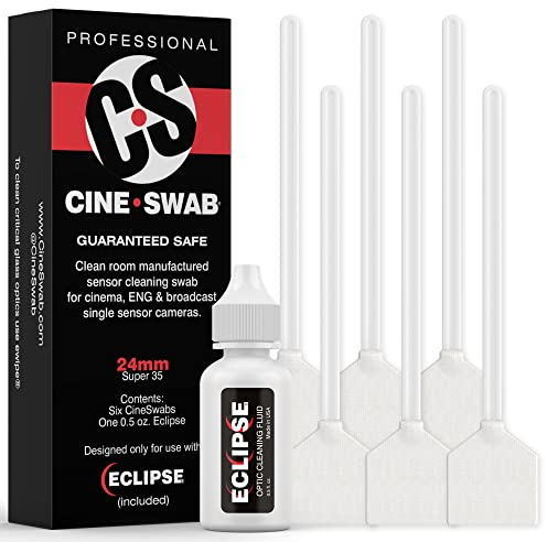 Cine Swab Video Imaging Sensor Cleaner - Digital Camera Sensor Cleaner Kit for Cleaning Cinema Cameras with Super 35 or 24mm Contact Sensor - Cleaning Kit - 6 Swabs and 1 Solution Bottle