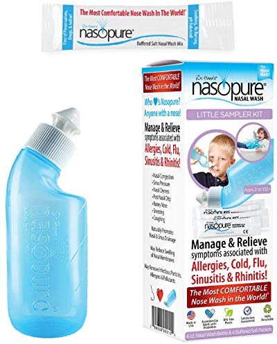 DR HANA'S NASOPURE die Nicer Neti Pot“für Kinder | Kleiner Sampler | 4 Ounce Flasche mit 4 gepufferte Salz Paketen | Nasenspülungen für natürliches Allergie-Relief