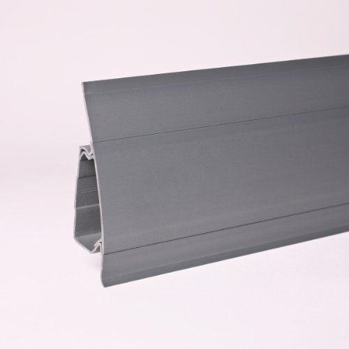 25 Meter Kunststoffsockelleiste Duo-Soft Flexleiste 64mm grau All Inclusive Paket