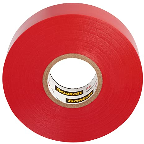 3M Scotch 35 Nastro Isolante per Codifica Cavi Elettrici Vinile, 19 mm x 20 m, 1 Rotolo, Rosso