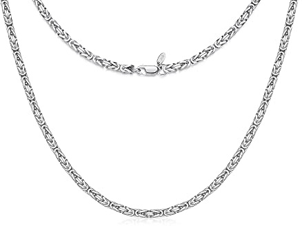Silberketten-Store Königskette 925 Silber Herren 3,5 mm Stärke I Männer Silberkette mit Karabiner Verschluss I Panzerkette Herren vierkant hochglanz