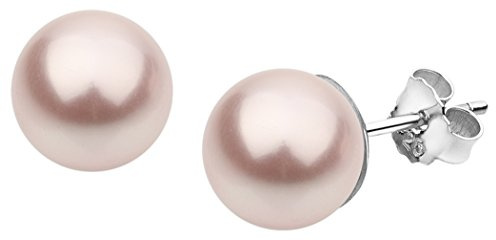 Nenalina Ohrstecker 925 Silber Damen Ohrringe mit Glas Perlen 8 mm Rosa