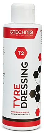 Gtechniq T2 Tyre Dressing for Car Tyre Shine, Car Wheel Cleaner Repels Dirt and Grime, Restores Tyre Black Finish, Anti-Sling Formula, 100% Biodegradable, 250ml