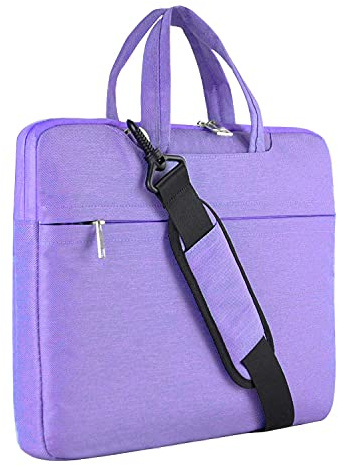 HESTECH Denimtyg 15-15.6 bärbar dator axelväska fodral portfölj bärväska för MacBook/Surface Book/Ultrabook med denimtyg, lila