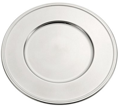 SWEET HOME Varotto & Co. Sottopiatto Tondo in Metallo Placcato Argento Stile Inglese Acciaio Inox Argentato Lucido Diam. 31 cm cod.IA3301-31