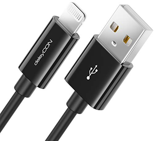 deleyCON MK404, Cavo per Ricarica via Cavo USB a 8 pin Lightning, Nero, 1 metro
