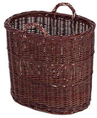 e-wicker24 Alles aus Weide Vollweidener Kaminkorb, Kaminkorb aus Weide, dunkelbrauner Weidenkorb für Kaminholz, Spielzeugkasten Holzkorb