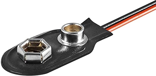 Opitec 1 x 9 V Block Battery Holder, Black - Loose Cable Ends