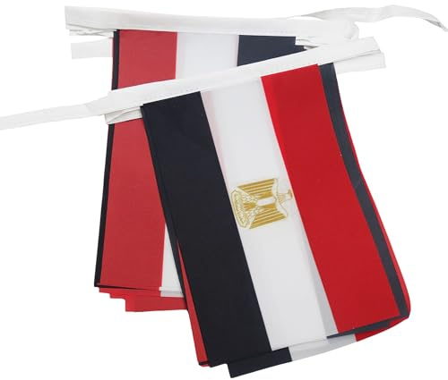 AZ FLAG - Guirlande Drapeau Egypte - 12 Mètres Avec 20 Drapeaux Egyptien De 45x30 cm - Fanions 100% Polyester - 200g