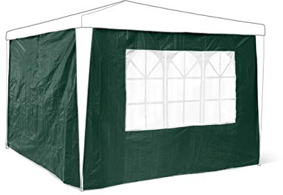 Relaxdays Set 2 Pareti Laterali per Gazebo, 3 x 3 m, Telo in PE, Finestre, Rivestimento per Festival, Tendone, Verde
