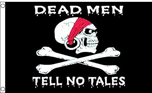 AZ FLAG Drapeau Pirate Les Morts ne parlent pas 150x90 cm 2 Œillets | Usage intérieur et extérieur Drapeau décoratif corsaire coutures doubles et bords renforcés avec œillets métalliques
