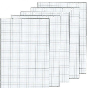 5x Flip Chart Pads, each pad – 20 Blattvorder and back Blanco White Quality: White, 80 g/Qmausführung: 6 Compartment multi-punched and Perforiertgröße: 68x99 cm