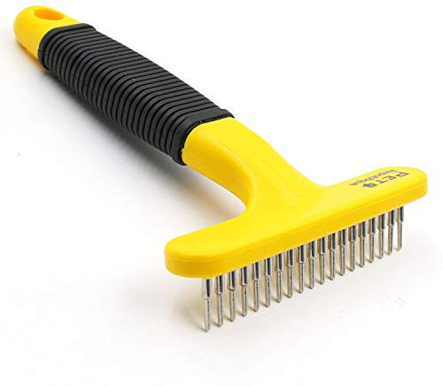 Pet Republique Râteau de peigne de dmêlage pour chien - Brosse pour tapis de sous-poil - Noeud pour chiens, chats, lapins, animaux de compagnie à poils longs - Conception de râteau de sous-poil
