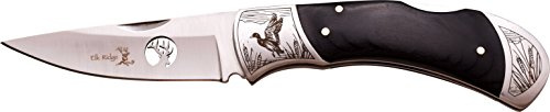 Elk Ridge ER-539 serien, fickkniv PAKKAHOLZ handtag, 8,89 cm Outdoormesser ROSTFREI Blinga för fiske/camping, lätt 181 g fällbar kniv