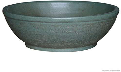 K&K Keramik Bonsaischale/Pflanzschale Flach, 38x16 cm, grün-matt, frostbeständig