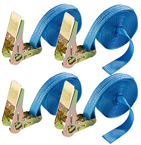 Arebos Spanngurte mit Ratsche einteilig | 4 Stück 800kg 6m | Ratschengurte | Zurrgurte | 25mm | 800 daN 0,8t