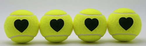 Price's Heart Motif Tennis Balls ITF Standard Made in the UK (1 x 4 Ball Tube)