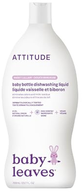 ATTITUDE Baby Washing-Up Liquid and Bottle Cleaner, EWG Verified, No Added Dyes or Fragrances, Tough on Milk Residue and Grease, Vegan, Sweet Lullaby, 700 mL