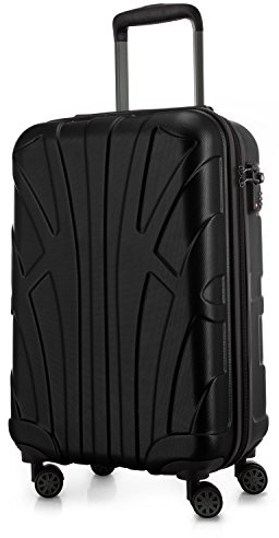 suitline - Handgepäck Hartschalen-Koffer Koffer Trolley Rollkoffer Reisekoffer, TSA, 55 cm, ca. 34 Liter, 100% ABS matt, Schwarz