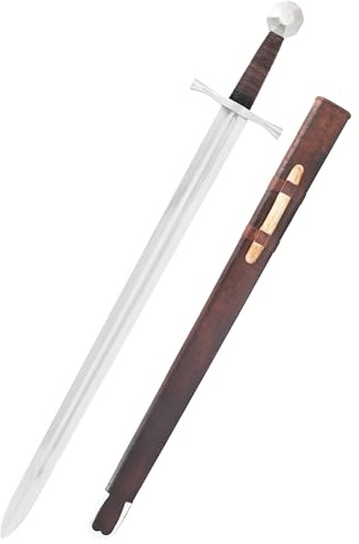 Battle-Merchant Kreuzritter Einhandschwert aus dem 13. Jh. | Hochmittelalter Einhänder aus Stahl, inkl. Scheide, Schwert Replik, Historisches Sammlerstück & Dekoration, ab 18