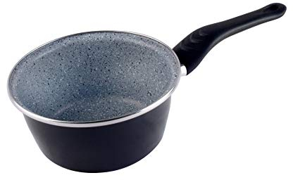 Magefesa Dolomiti Cazo 16 cm de acero esmaltado, antiadherente multicapa efecto piedra, color gris exterior. Apto para todo tipo de cocinas, incluida inducción.