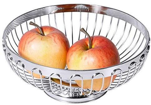 Brot-/ Obstkorb, rund, aus Edelstahl, extra schwere Qualität/Ø dia. 17, 20,5 oder 24,5 cm | ERK (A2 - Ø dia. 20,5 cm)