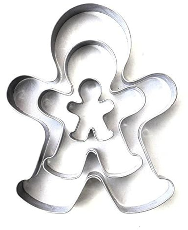 Molde de galletas de Markenlos con forma del hombre de jengibre (set de 3 en 3/6,5/10 cm), de acero inoxidable
