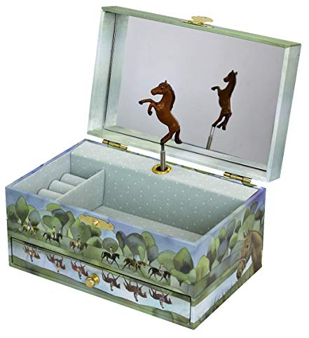 Trousselier 6260620 Schmuckschatulle für Kinder, Pferd Normandie, Spieluhr mit Musik und tanzender Figur, nachtleuchtend