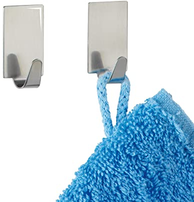 WENKO Rechteck-Haken glänzend 4er Set - 4er Set, Edelstahl rostfrei, 1.9 x 3.4 x 1.5 cm, Glänzend