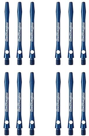 Röd DRAGON Laser etched Aluminium Medium Blue Dart Shafts (4 uppsättningar per förpackning)