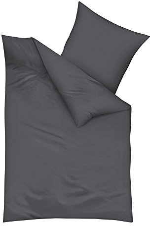 Kaeppel Biber Bettwäsche Uni 155x220cm Rot Silber Weiß Anthrazit Creme Einfarbig, Farbe:Anthrazit