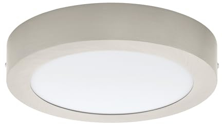 EGLO LED Deckenleuchte Fueva 1, 1 flammige Deckenlampe | Material: Metallguss, Kunststoff, Farbe: Nickel matt, weiß, Ø: 22,5 cm, warmweiß