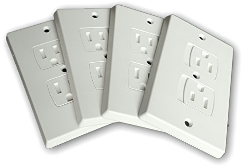 Self-Closing Electrical Wall Outlet Covers for Baby Proofing, Premium Plastic, Standard-Size Child Proof Outlet Cover, 4.6 x 3 Inches, Pack of 4, White - Wonderkid