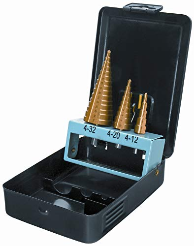 Proteco-Werkzeug® HSS TiN Profi Stufenbohrer Konusbohrer Schälbohrer Metallbohrer Set 3-tlg